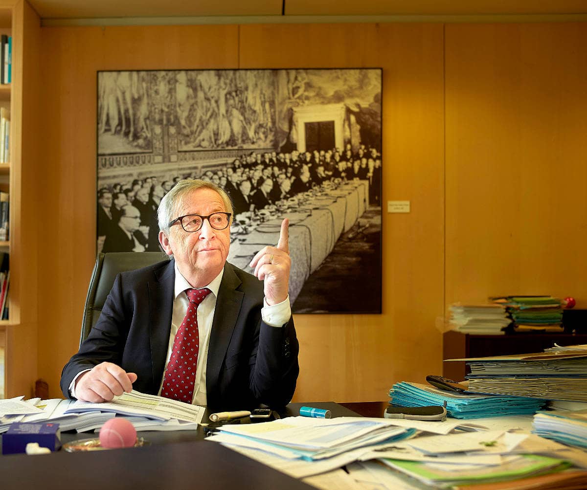 Interview Portrait Jean Claude Juncker, Präsident der Europäischen Union in seinem Büro in Brüssel.